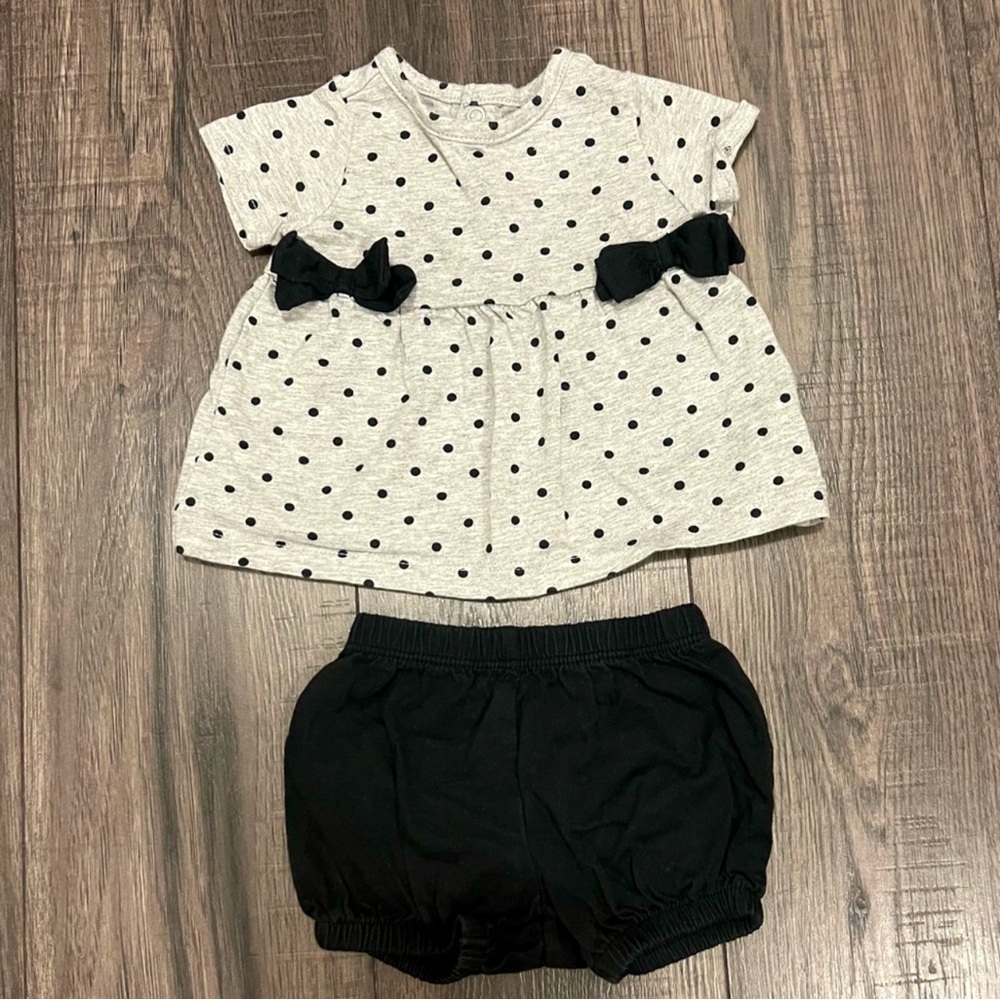 Carter’s Polka Dot and Ribbon Motif Shirt Outfit
